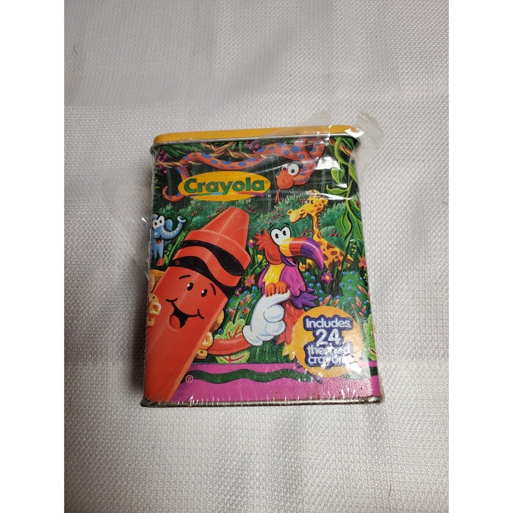 1998 Crayola Discovery Limited Edition No. 4 Jungle Safari Tin w/ NEW 24 Crayons